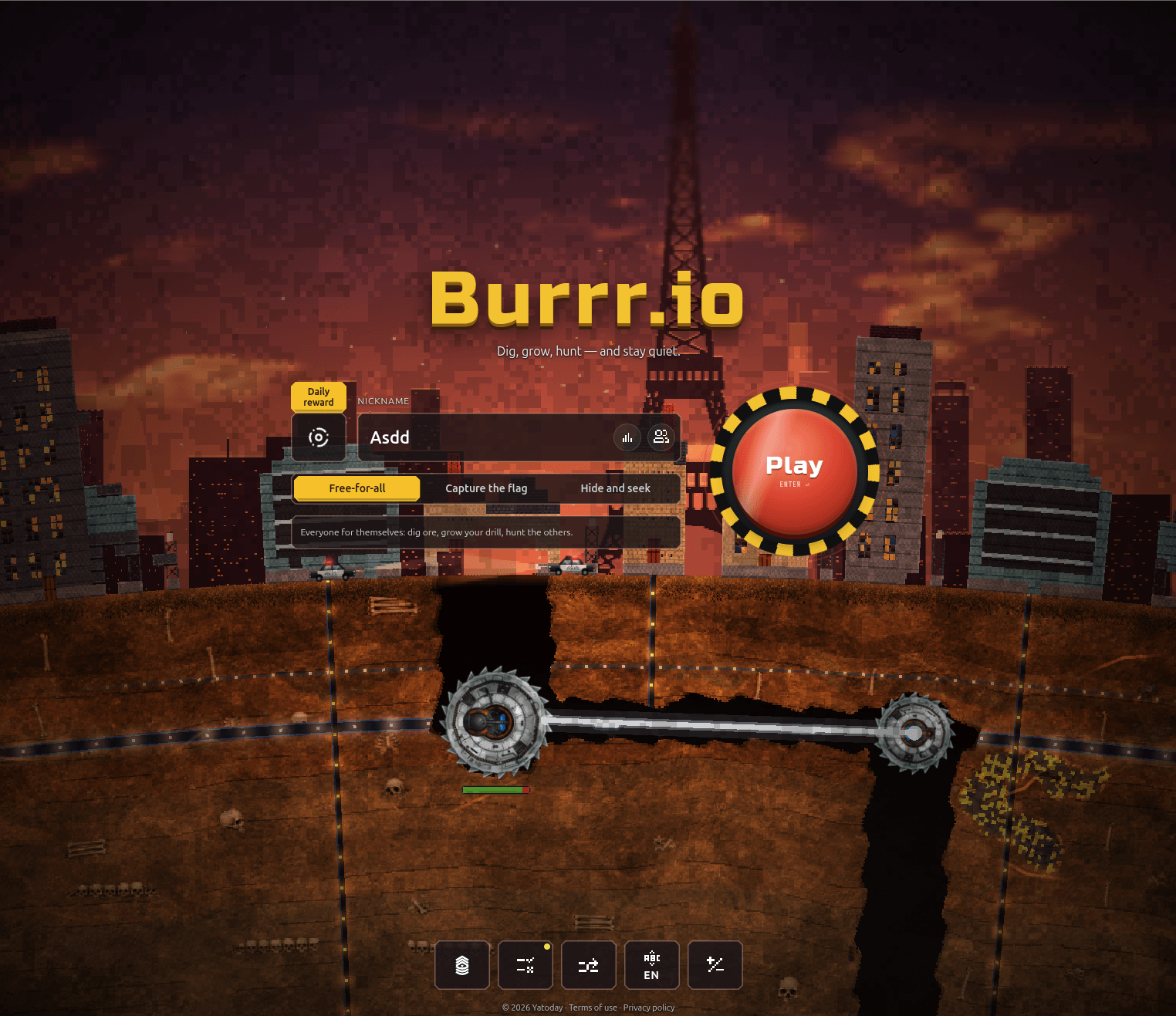 Burrr.io: многопользовательская игра в реальном времени про буры на круглой планете