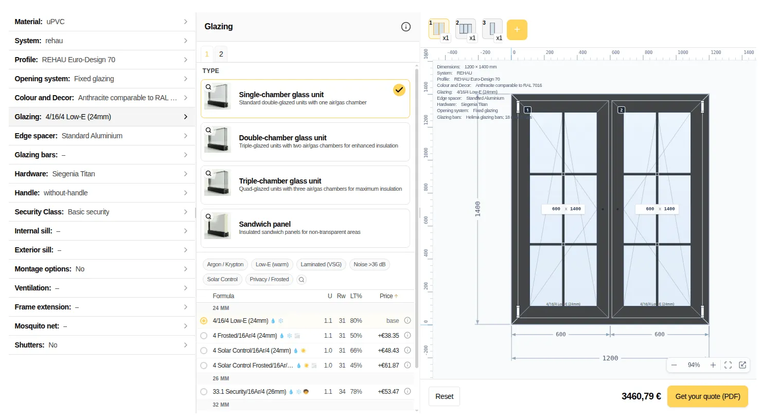 Configurador de ventanas de Estimia